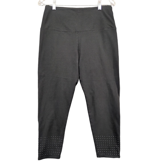 Lysse Women's Pull On Leggings Black Large Stretch Elastic Waistband Studded - Picture 1 of 12